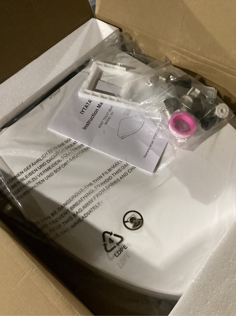 Condition photo showing New/Like New for brondell bidet toilet seat non-electric swash ecoseat, fits elongated toilets, white - dual nozzle system, ambient water temperature - bidet with easy installation s101 elongated
