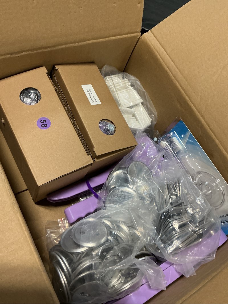 Condition photo showing Good Condition for button maker machine, square & round button badge press kit- 50pcs square magnet button(2'' x 2'') + 50pcs circle pinback button(58mm), button press making kit for parties, events, business, school 2''x2''+2.25''