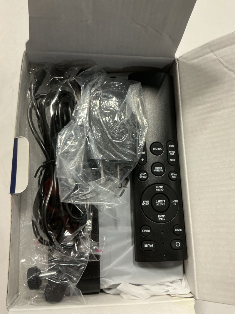 Condition photo showing As Is for party lights,disco dj strobe light stage disco ball projector effect rave dance club light sound activated with remote control for parties home show ktv pub dance karaoke christmas
