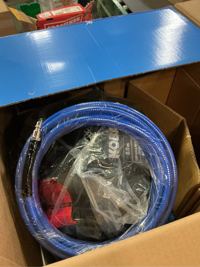 Condition photo showing Good Condition for kobalt 6-gallon portable electric 150 psi pancake air compressor with accessories included