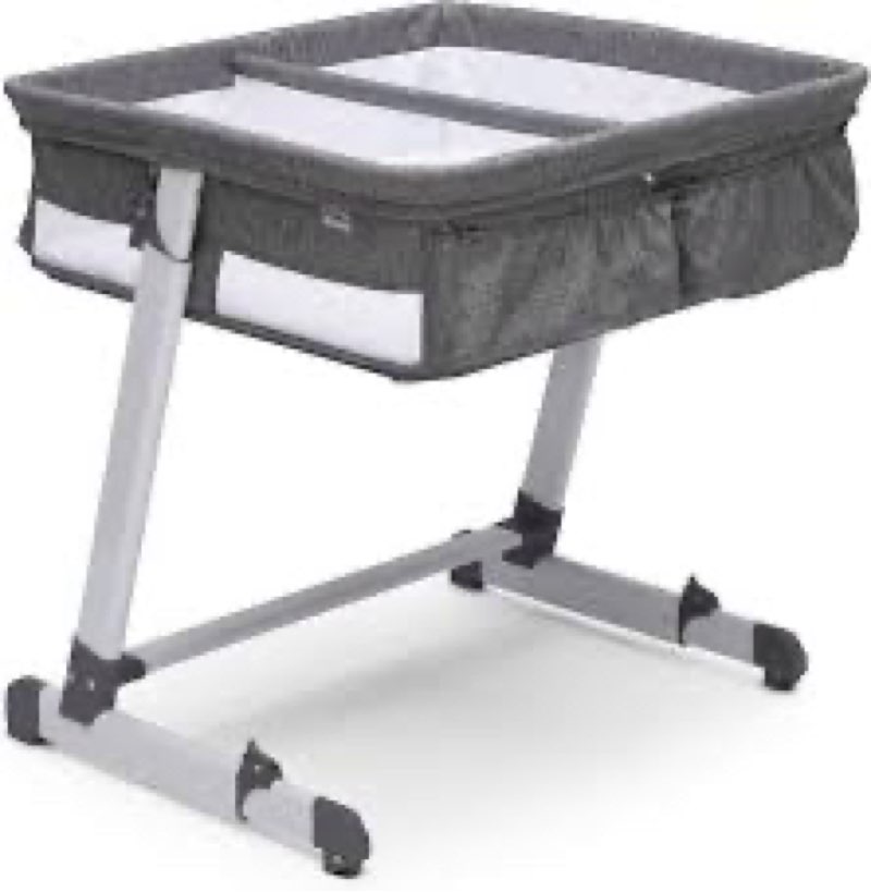 Simmons Kids By The Bed City Sleeper Bassinet for Twins - Adjustable Height Portable Crib with Wheel
