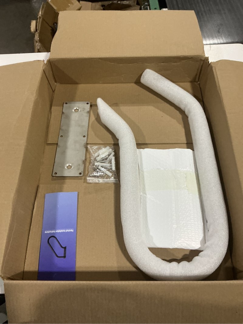 Condition photo showing Good Condition for handrail for outdoor steps 18.5' safety grab bar for stairs 304ss wall mounted stair railing u shaped handrail 1.25" tube hand railing for garage entry steps stair interior or exterior stairway matte black-1p