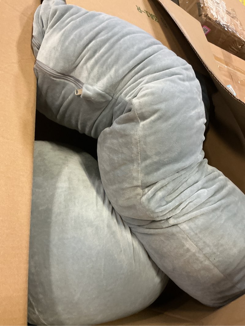 Condition photo showing As Is for MOON PARK Pregnancy Pillows for Sleeping - 57 Inch U Shaped Full Body Maternity Pillow with Removable Cover - Support for Back, Legs, Belly, Hips - Pregnancy Pillow for Women - Grey Grey Velvet Cover - 57 Inch