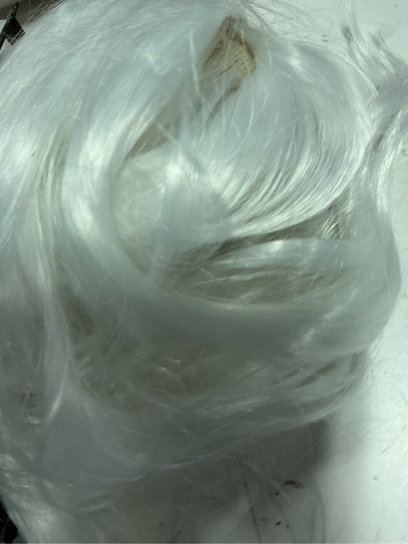 Condition photo showing New/Like New for white wig with bangs -short wavy wigs for women synthetic funny women wigs wavy for cosplay color wigs for party halloween daily anime costume