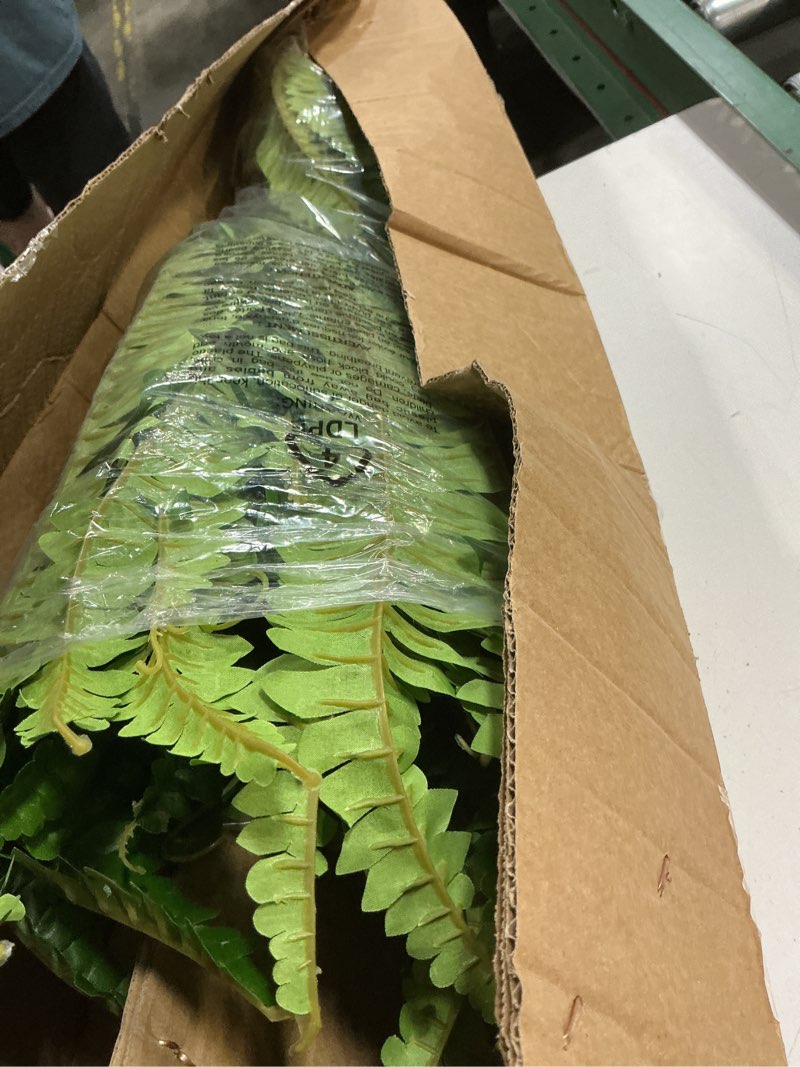 Condition photo showing New/Like New for dkaltm artificial boston fern bush- set of 2 large artificial ferns for outdoors, 45inch large faux ferns, suitable for office & living room decor, 55branches for each bouquet 2 pcs 45"- 55 leaves