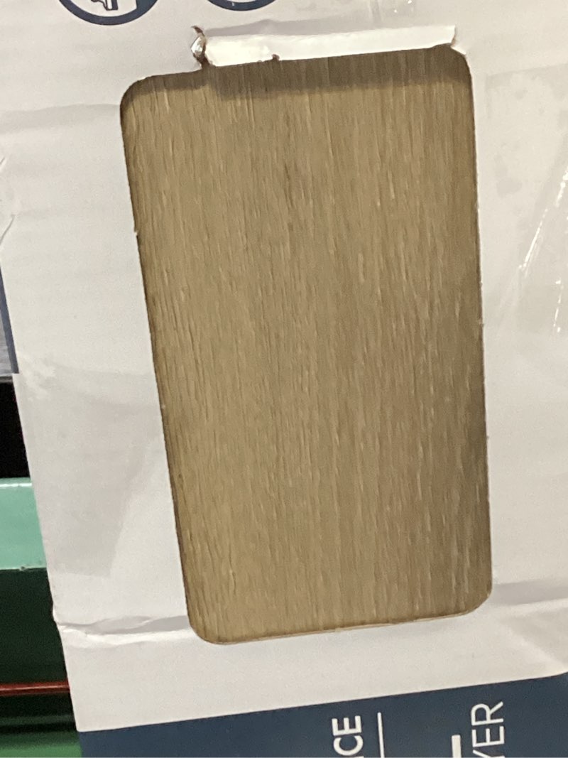 Condition photo showing As Is for style selections jute oak brown wood look 6-mil x 6-in w x 48-in l waterproof and water resistant interlocking luxury vinyl plank flooring ( 23.28-sq ft carton )