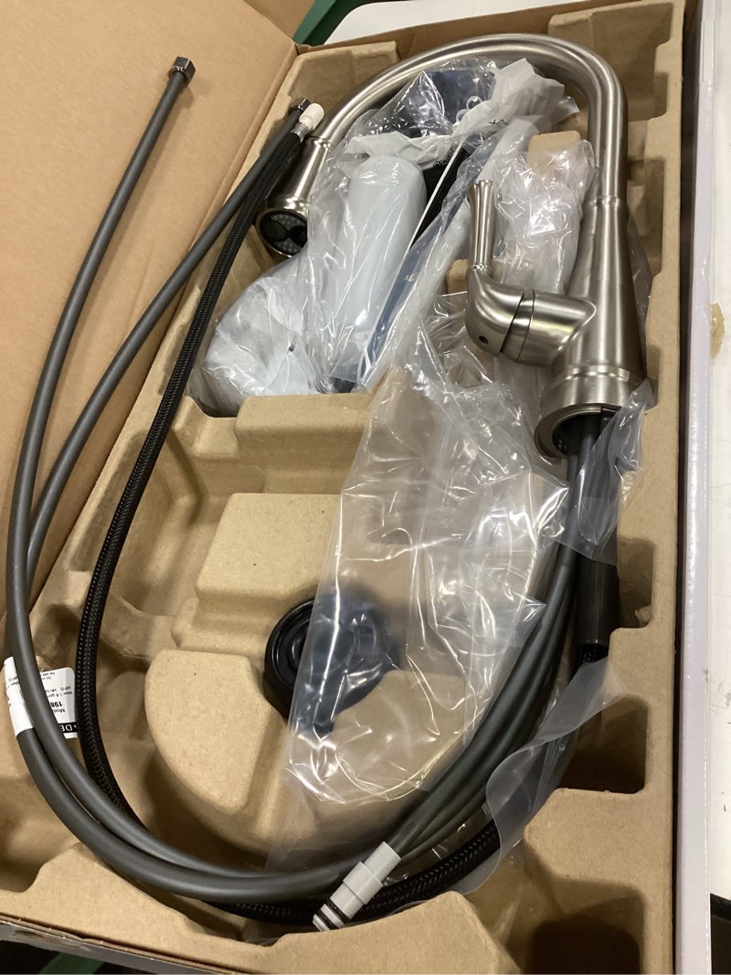 Condition photo showing Good Condition for delta alpen spotshield stainless single handle pull-down kitchen faucet with sprayer (deck plate and soap dispenser included)