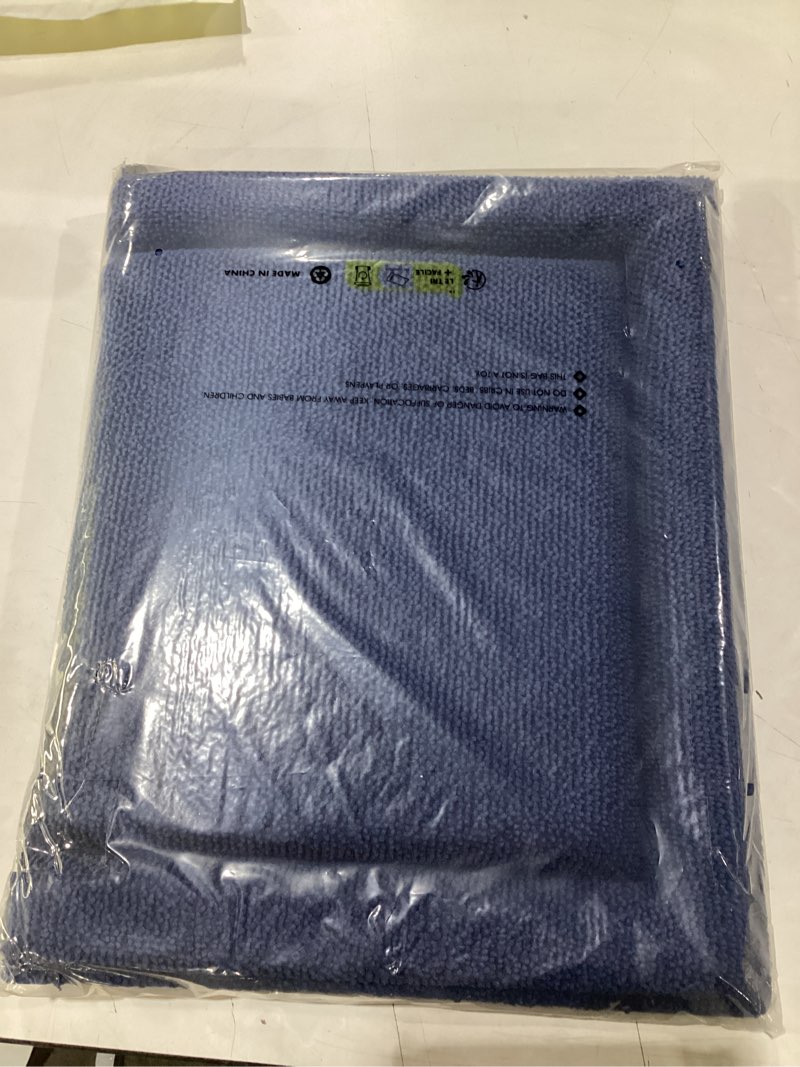Condition photo showing Good Condition for color&geometry 32x20 memory foam bath mat, blue bathroom rugs soft absorbent chenille bath rug, non 