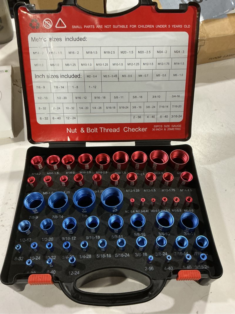 Condition photo showing Good Condition for 55 pcs nut and bolt thread checker (25 metric & 30 standard), bolts and nut identifier thread gauge, detachable bolt size finder especially for tight spaces