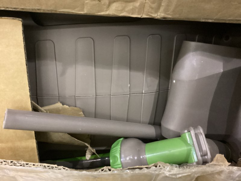 Condition photo showing As Is for PINWHEEL 5/8in 100FT Retractable Garden Hose Reel, Automatic Retractable Hose with 10-Pattern Spray Nozzle, 180° Swivel Bracket, 3-Layer PVC Durable Water Hose for Yard Lawn Care (100 FT) 5/8-100FT