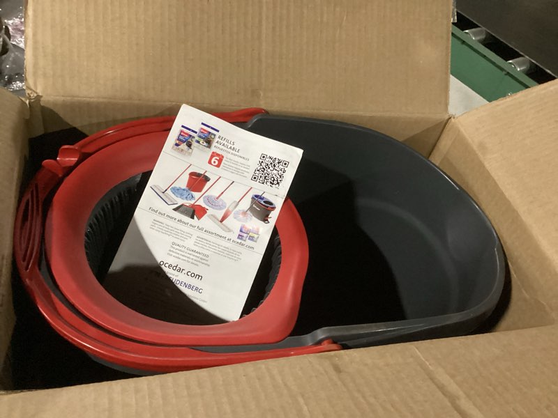 Condition photo showing Good Condition for O-Cedar EasyWring Microfiber Spin Mop, Bucket Floor Cleaning System, Red, Gray, Standard Easywring Spin Mop & Bucket