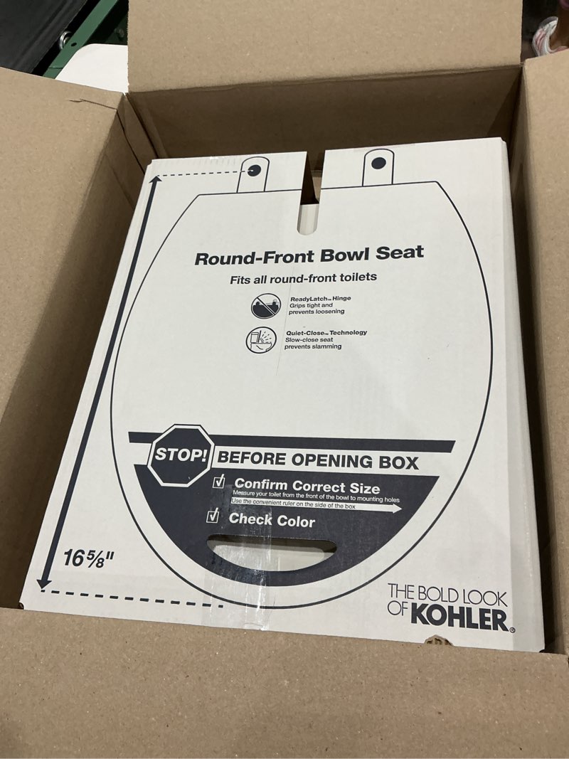Condition photo showing Good Condition for kohler 4639-rl-ny cachet readylatch round toilet seat soft close, dune dune round ready latch