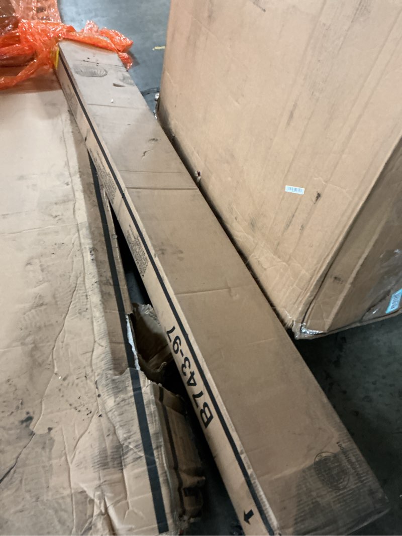 Condition photo showing As Is for (Incomplete) Signature Design by Ashley Realyn Traditional Upholstered Panel Bed with Tufted Design, Foundation or Box Spring Needed, King, Beige King Upholstered Panel Bed