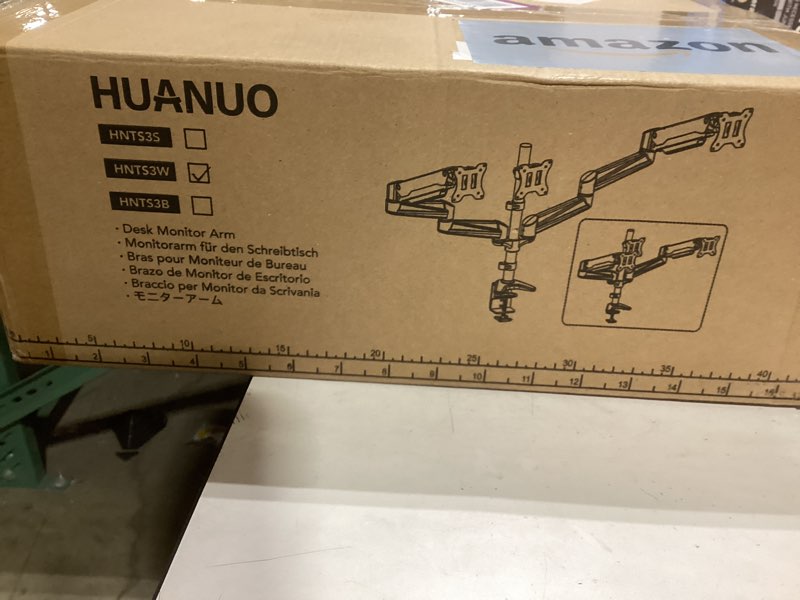 Condition photo showing Good Condition for HUANUO Triple Monitor Stand - Full Motion Articulating Monitor Mount Fit Three 17 to 32 inch LCD Computer Screens with Clamp, Grommet Kit White