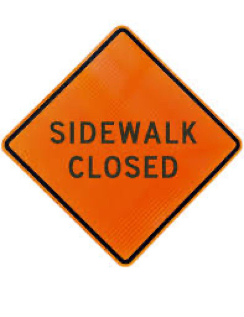 Roll-Up Sign-48" Nonreflective Vinyl-Sidewalk Closed Ahead
