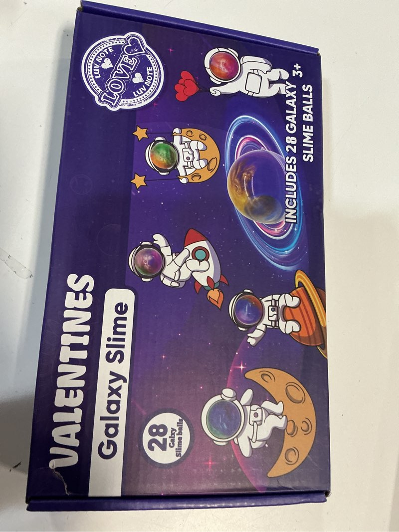 Condition photo showing New/Like New for 28 Pack Valentines Day Gifts for Kids Classroom, Galaxy Slime Valentines Day Cards for Kids School, Fun Classroom Valentines for Class Exchange Cards Party Favors for Boys Girls Students Style 3