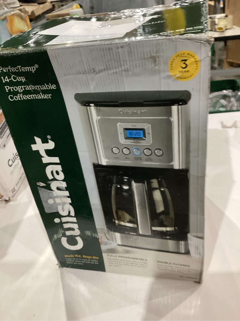 Condition photo showing As Is for Cuisinart 14-Cup Coffee Maker, Programmable PerfecTemp Glass Carafe Coffee Machine with 1-4 Cup Setting, Brew Strength Control and Pause, Stainless Steel, DCC-3200NAS 14-Cup Glass Stainless Steel