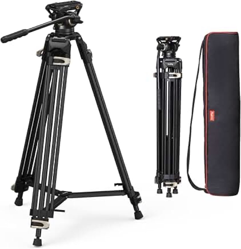 smallrig ad-01 video tripod, 73" heavy duty tripod with 360 degree fluid head and quick release plate for dslr, camcorder, cameras 3751