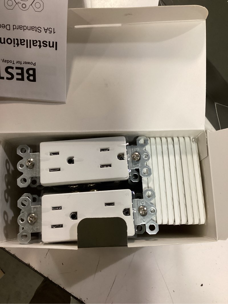Condition photo showing New/Like New for bestten 20 pack 15 amp decorator wall receptacle outlet, non-tamper-resistant, wallplate included, 15a/125v/1875w, ul listed, white 15 amp 20