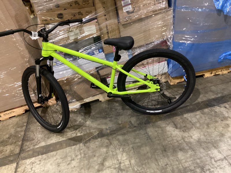 Condition photo showing As Is for ozark trail 26" dj.1 airtime dirt jump bike, 26" wheels, fits teen & adult riders 5'2"-5'10", yellow, teen & adult, unisex, online only