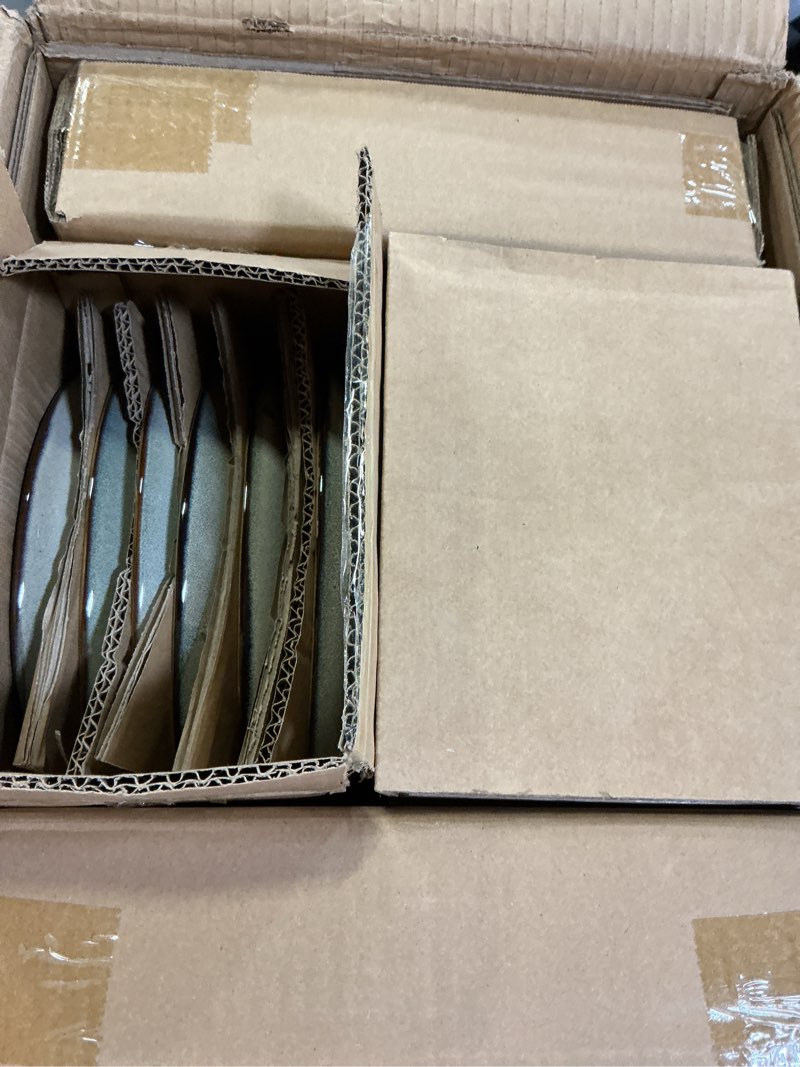 Condition photo showing Good Condition for amorarc ceramic dinnerware sets,handmade reactive glaze stoneware plates and bowls sets,highly scratch resistant | dishwasher & microwave safe dishes set,service for 6 (18pc) green wheat service for 6