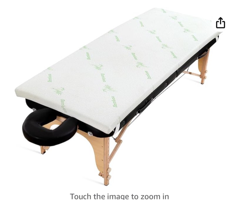 hombys memory foam massage bed mattress topper with cooling rayon derived from bamboo cover, lash bed table mattress topper with elastic bands, cushion only, white,