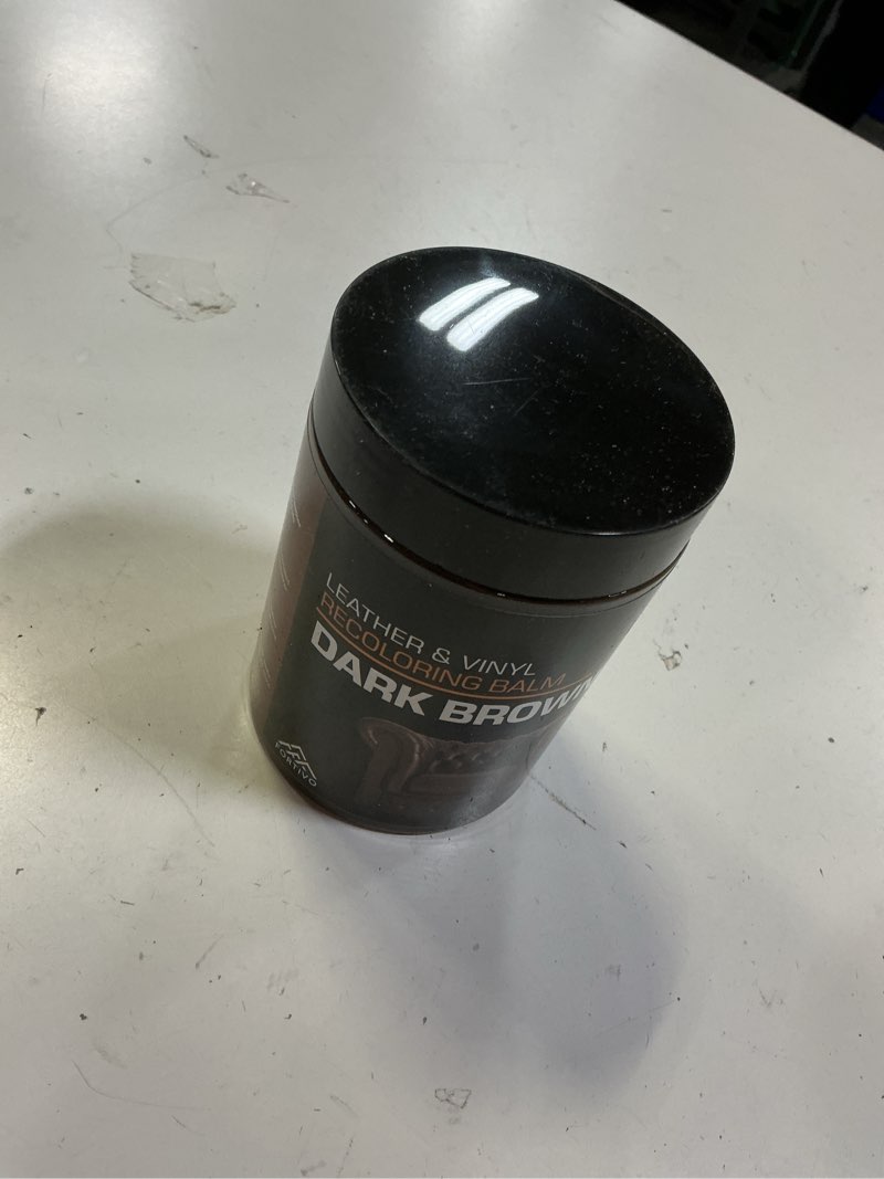 Condition photo showing Good Condition for leather recoloring balm, color restorer for couches and car seats, leather scratch remover and dye, 10 oz dark brown