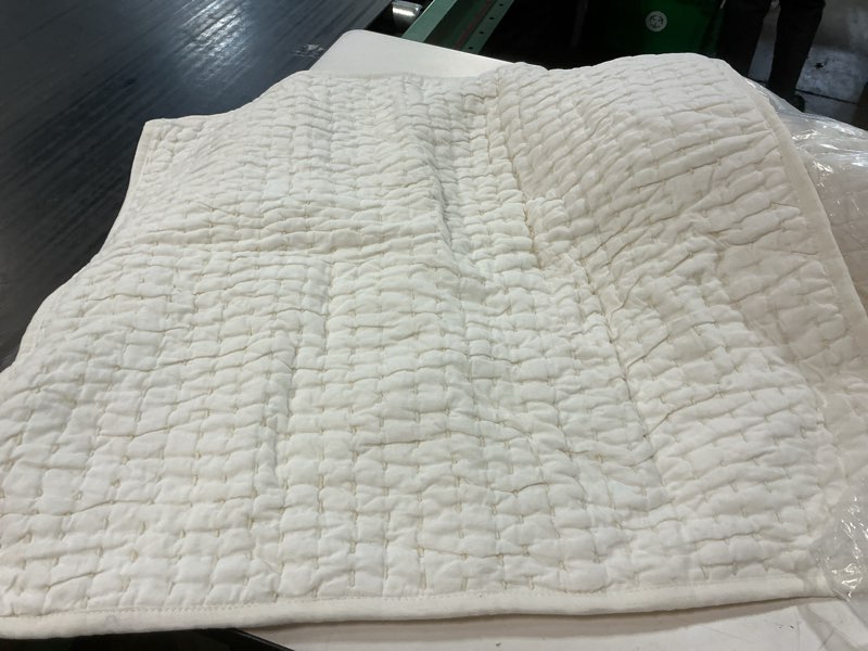 Condition photo showing Good Condition for european linen cotton stitch quilted euro sham, euro, ivory