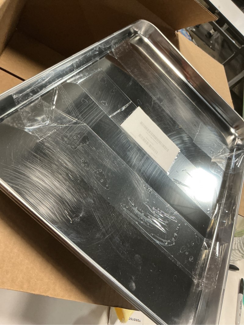 Condition photo showing As Is for Baking Sheets Set of 2, Bastwe 20 inch Stainless Steel Bakeware Baking Pans, Healthy & Nontoxic & Rustproof & Easy Clean & Dishwasher Safe