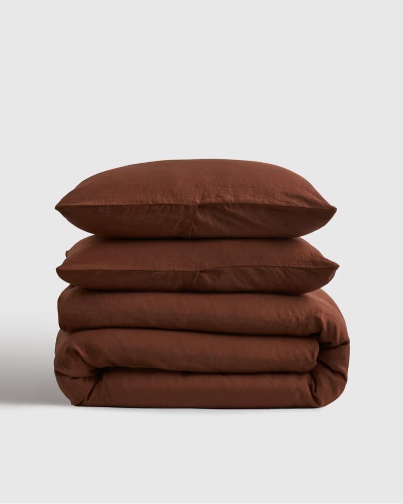 european linen duvet cover set solid: bordeaux size: full/queen 