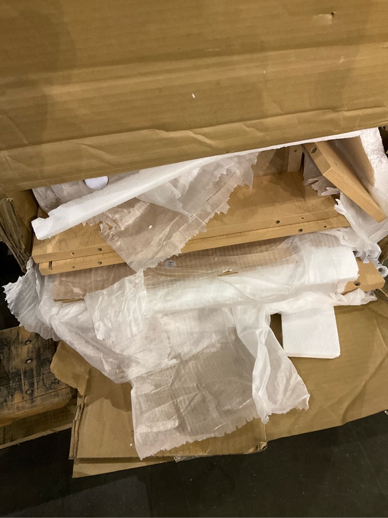 Condition photo showing As Is for VASAGLE MAXE Collection - Vanity Desk with Sliding Mirror and Lights, Mid Century Modern Fluted Makeup Vanity with 10x Magnifying Mirror, Charging Station, Jewelry Storage, Oak Beige URDT139YC01S