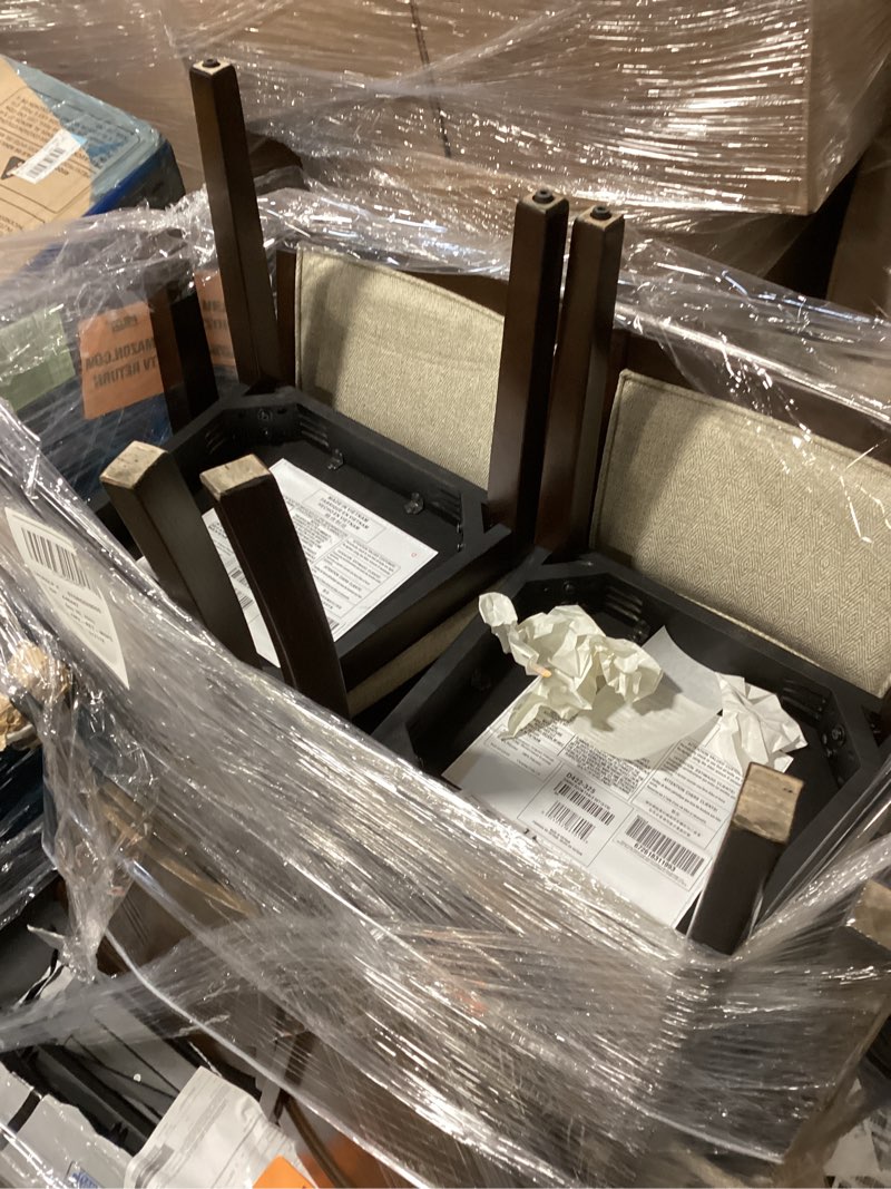 Condition photo showing Good Condition for Signature Design by Ashley Langwest Dining Room Table Set, 4 Upholstered Chairs and Bench, Seats 6, Cushioned Seats, Wood, Cherry Brown