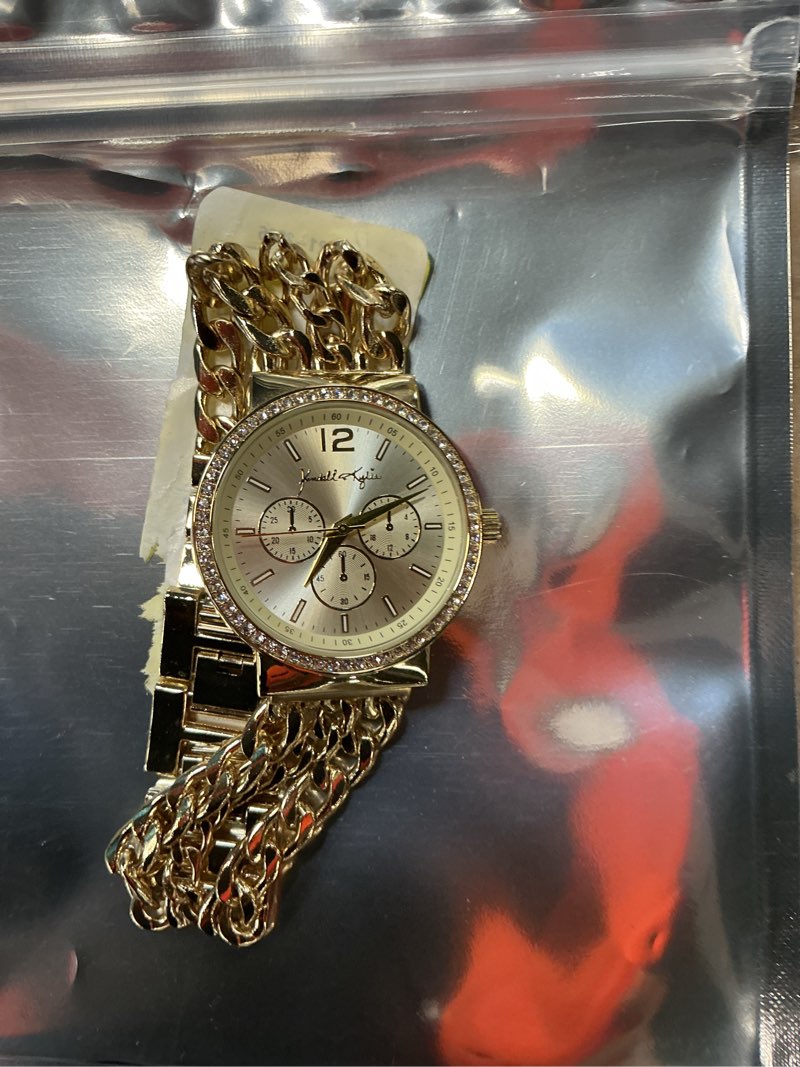 Condition photo showing Good Condition for women's triple link gold tone stainless steel strap analog watch 40mm
