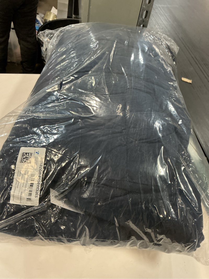 Condition photo showing New/Like New for Amazon Essentials Men's Hooded Long Puffer Coat, Navy, 4X-Large Big Tall