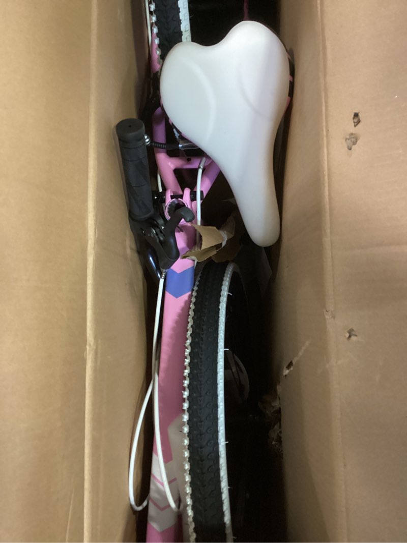 Condition photo showing Good Condition for joystar lubbock 20 24 inch kids bike for boys & girls ages 7-12 years hardtail mountain bike for kids with 1-speed/7-speed drivetrain, white wall knobby tires, kids' bicycle pink 24 inch with 1-speed drivetrain