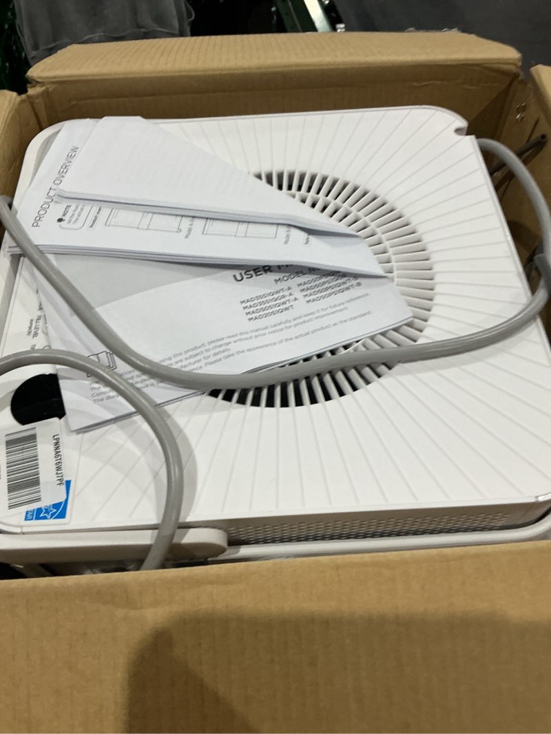 Condition photo showing As Is for midea cube 50 pint dehumidifier for basement and rooms at home for up to 4,500 sq. ft., built-in pump, drain hose included, smart control, compatible with alexa (white) 4,500 sq. ft. with pump