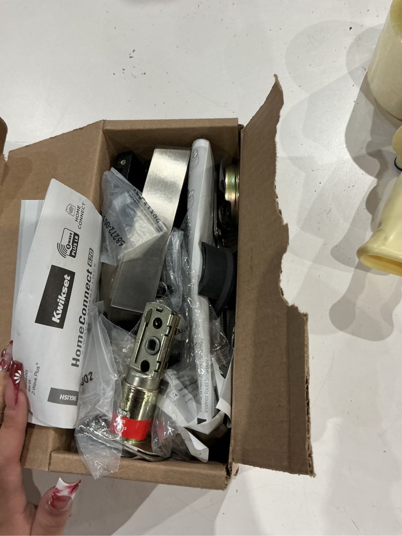 Condition photo showing As Is for homeconnect 620 satin nickel traditional z-wave long range enabled keypad smart lock with convenient keyless entry