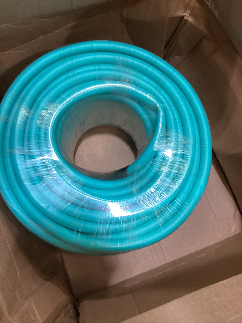 Condition photo showing Good Condition for garden-hose 200ft x 5/8 in heavy duty, lightweight and flexible water hose, burst 600 psi, kink-less hybrid rubber hose for backyard, 3/4'' solid metal fittings for all your watering need blue 200ft