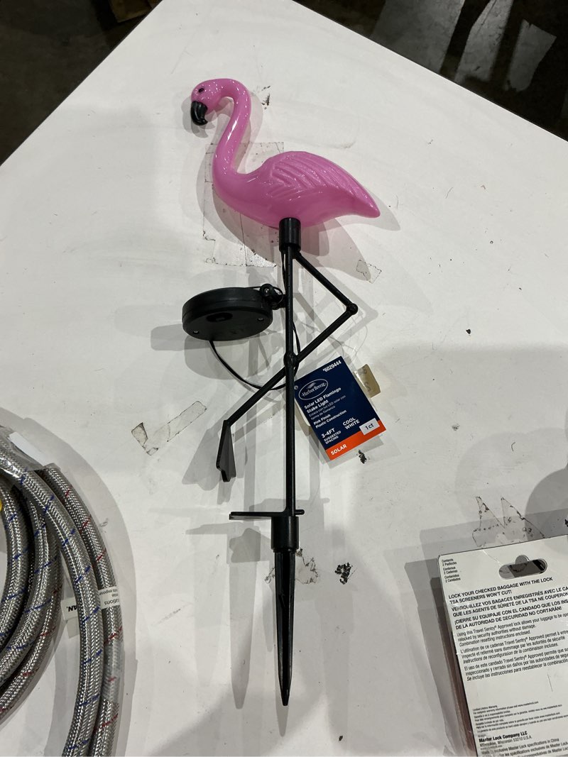 Condition photo showing As Is for harbor breeze flamingo pink solar led outdoor path light ( 5900-k )