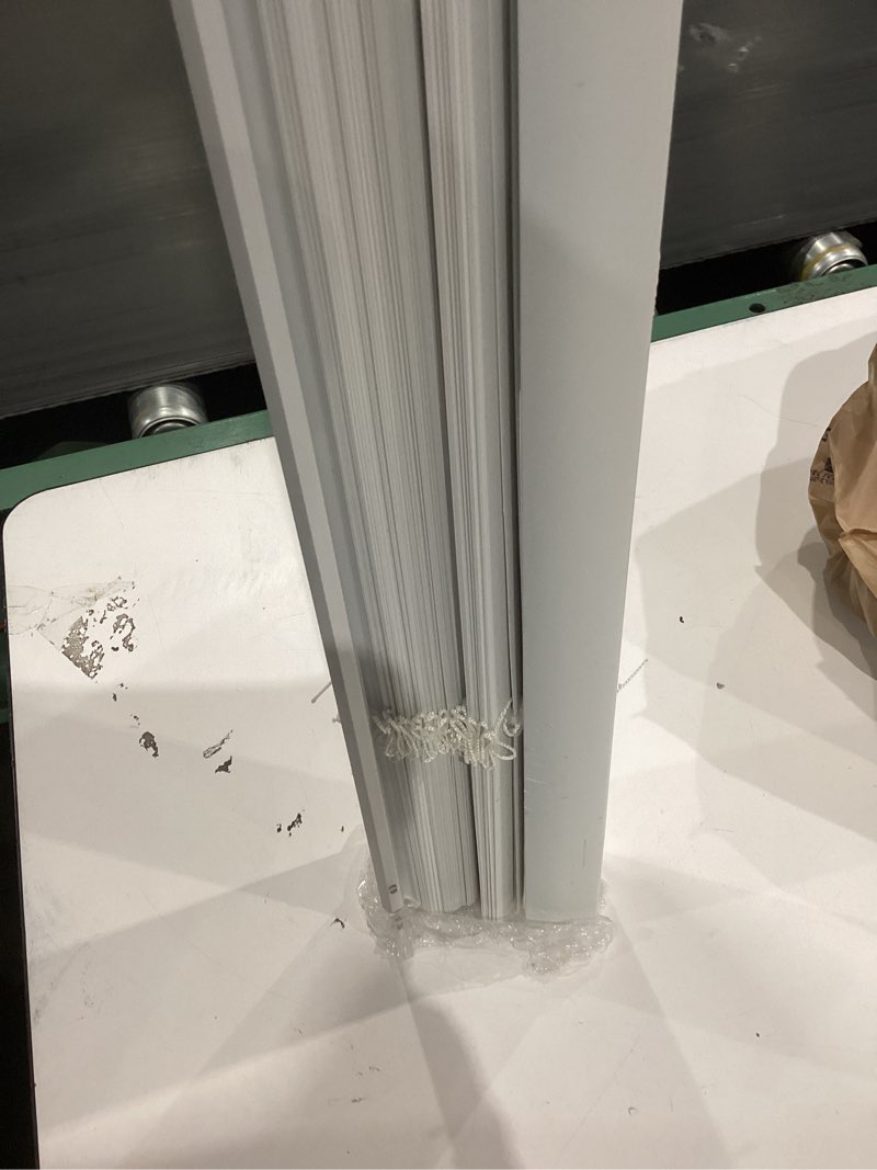 Condition photo showing As Is for project source light filtering 1-in slat width 47-in x 64-in cordless white vinyl light filtering mini-blinds