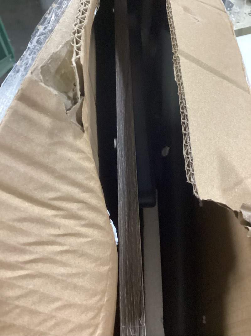 Condition photo showing As Is for laptop table mobile adjustable height portable desk notebook swivel pc computer rolling desk with wheels, laptop stand for couch bedside hospital bed table oak grey