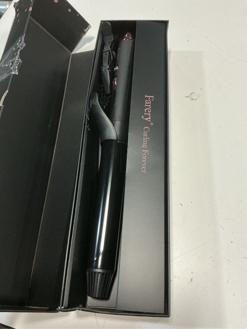 Condition photo showing Good Condition for farery long barrel curling iron 1 1/4 inch, 1.25 inch curling iron for long hair, infused argan oil & keratin, lasting styling, 11 adjustable temp, include clips & silicone pad black 1 1/4 inch