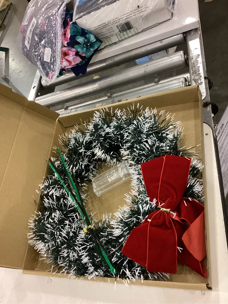 Condition photo showing New/Like New for Christmas Car Wreath with Lighted Christmas Wreath LED Decoration Artificial Xmas Truck Decor with Red Bow for Vehicle SUV Outdoor Decor(Classic Style)