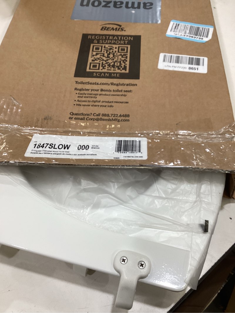 Condition photo showing Good Condition for Mayfair Cassel Slow Close Toilet Seat, Easy Clean, Non Slip Premium Wood Seat, Easy Install, Made in USA, Elongated, White Elongated 1 - Toilet Seat