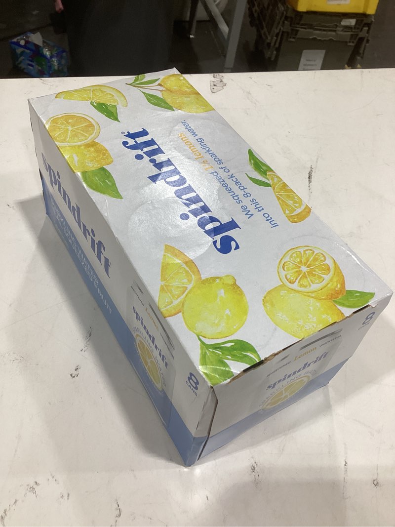 Condition photo showing New/Like New for spindrift, sparkling water, lemon, 12 oz, (pack of 8)