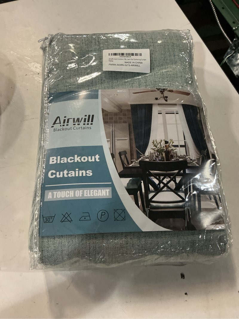 Condition photo showing New/Like New for airwill blackout curtains,thermal insulated linen drapes for bedroom & living room, set of 2 panels, back tab/rod pocket, 72 inch long (52x72 inch, sage green)