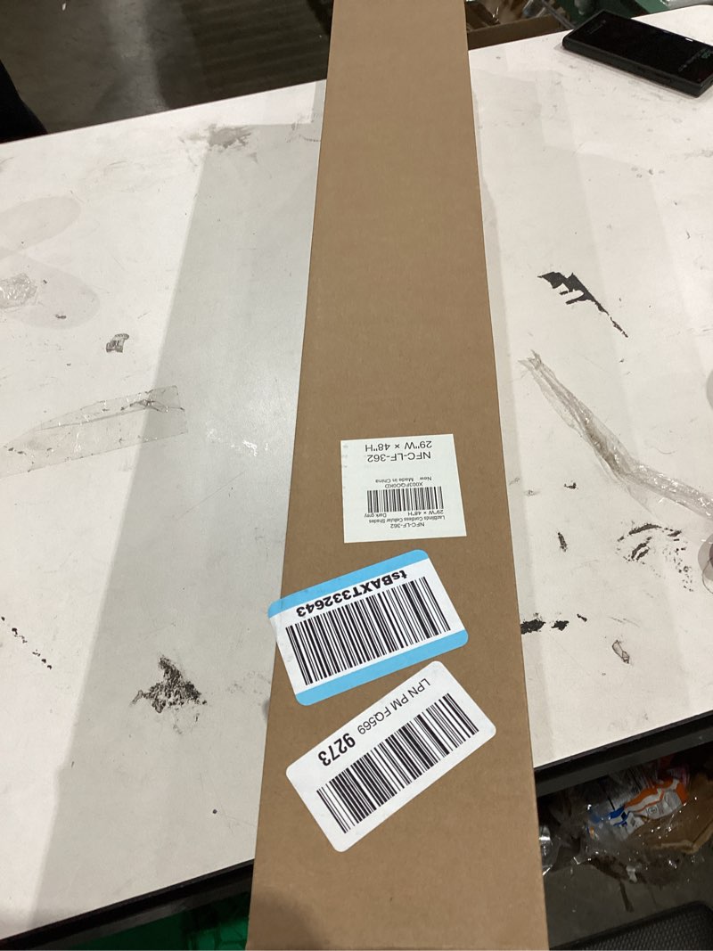 Condition photo showing New/Like New for LazBlinds Cordless Cellular Shades, No Tools No Drill Light Filtering Honeycomb Shades Pleated Blinds for Windows, 29'' W x 48'' H, Dark Grey Light Filtering-dark Grey 29'' W x 48'' H