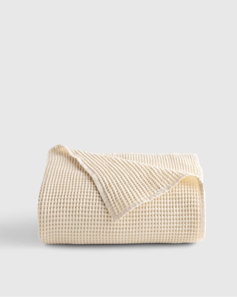 organic waffle bed blanket color: undyed size: twin