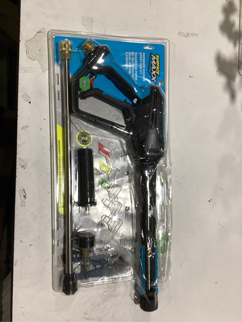 Condition photo showing As Is for surfacemaxx 4500-psi pressure washer spray gun kit
