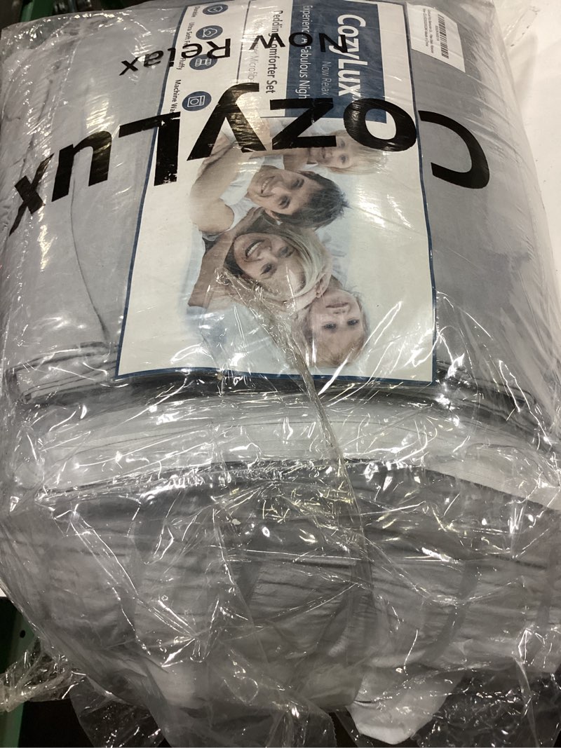 Condition photo showing Good Condition for CozyLux King Size Comforter Set Light Grey Seersucker 7 Pieces Bed in a Bag King Comforter Set with Sheets, Luxury Bedding Set with Down Alternative Comforter, Sheets, Pillowcases & Shams All Seasons Light Grey King